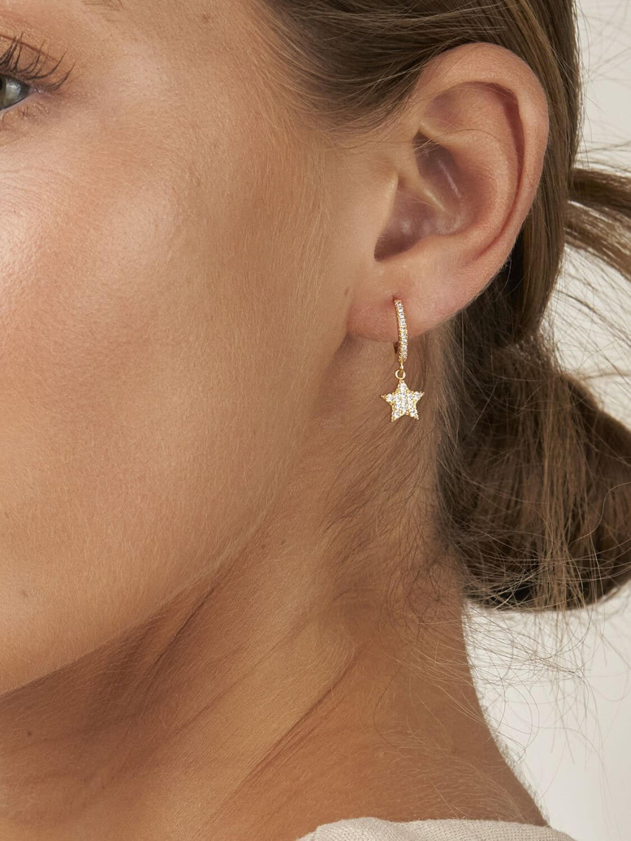 Star Cz Hoop Earrings